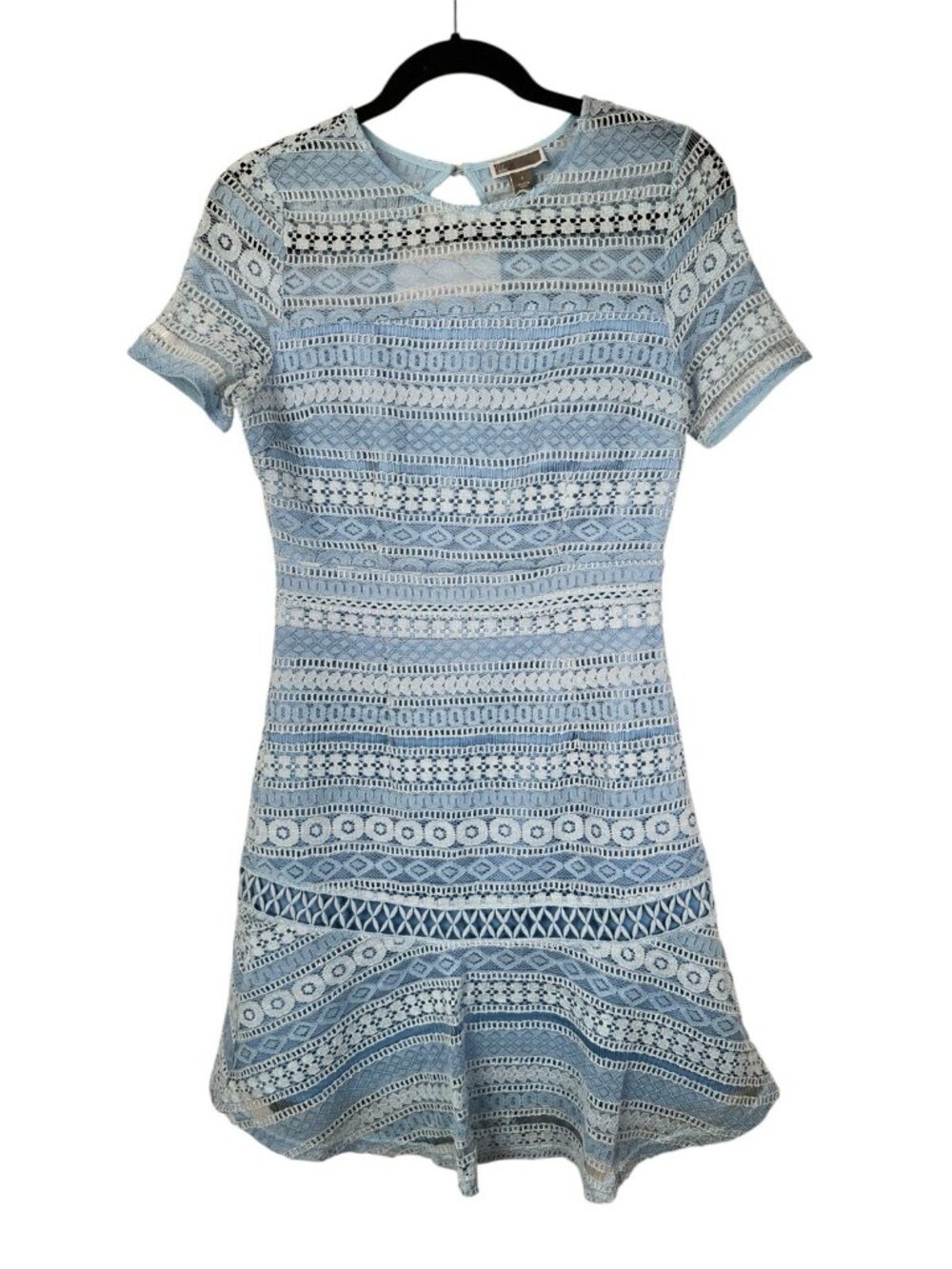 Chelsea28 Blue Lace Dress Small Fit Flare Cocktail Wedding Guest Party Dress - Picture 2 of 16